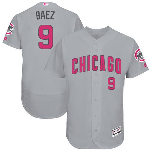Cubs #9 Javier Baez Grey Flexbase Authentic Collection Mother's Day Stitched MLB Jersey
